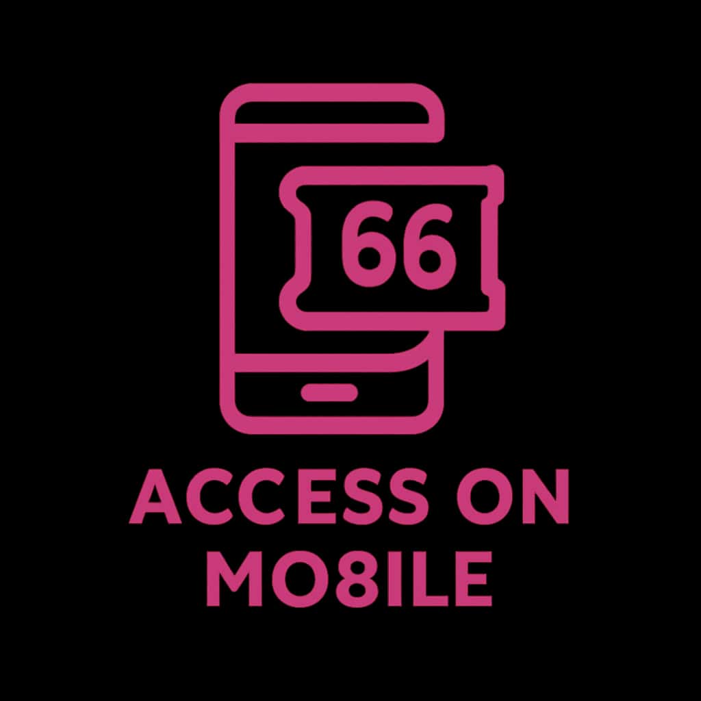 A professional badge representing 66 Lottery Access on Mobile.