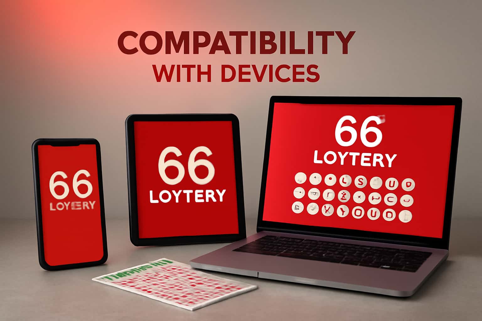 Informational image about 66 Lottery compatibility with various devices.