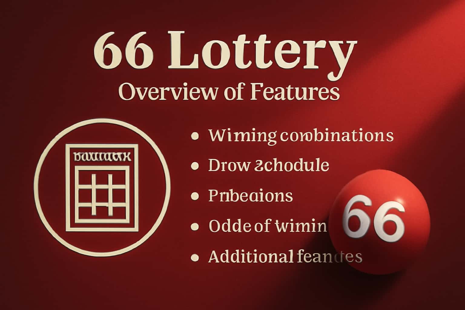 An informative graphic showcasing the Overview of 66 Lottery Features with professional design elements.