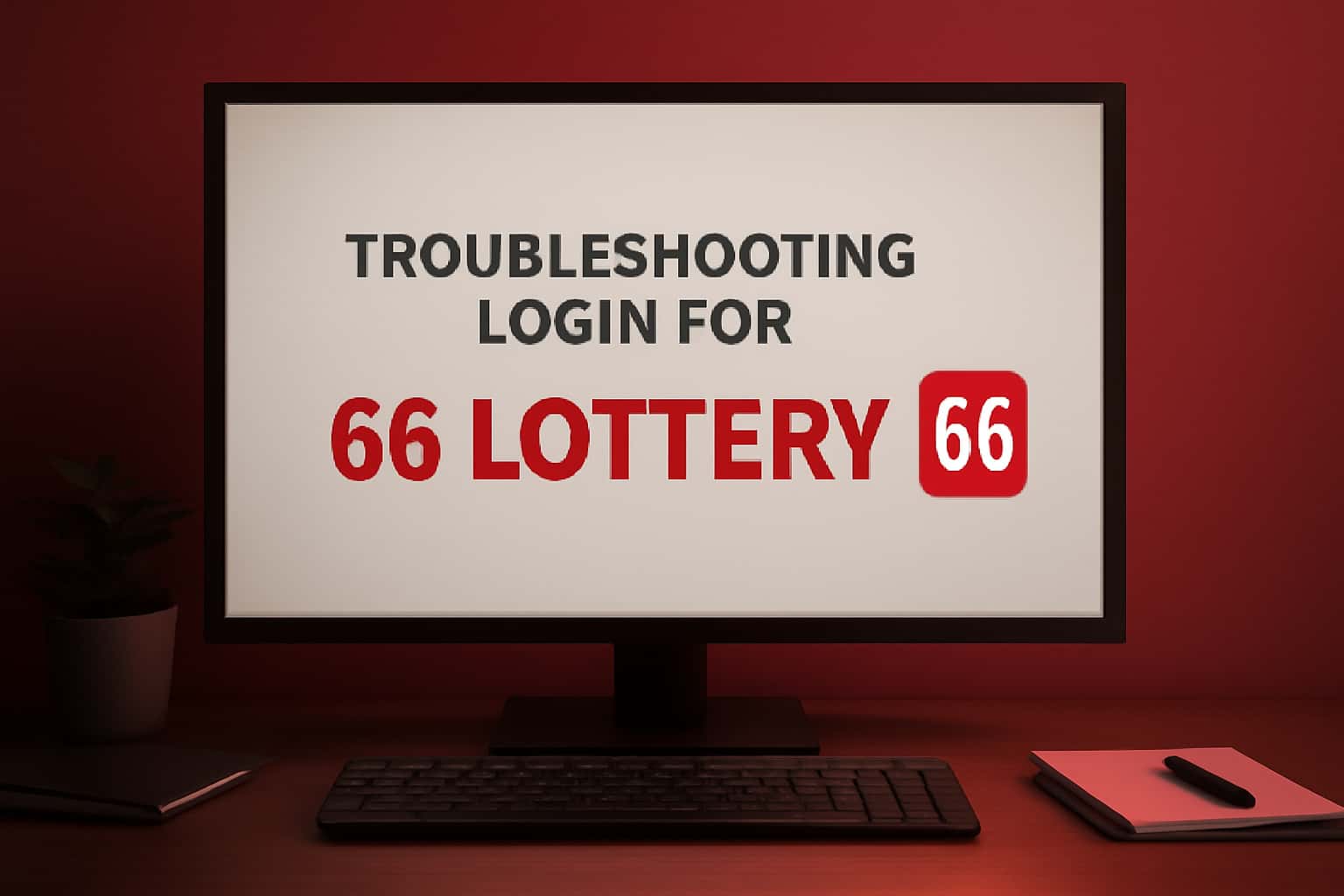 An illustration depicting troubleshooting steps for logging into 66 Lottery.