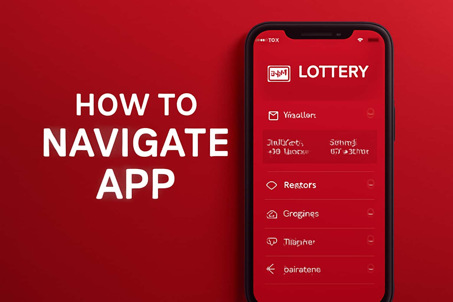 Informational scene depicting navigation tips for the 66 Lottery app.