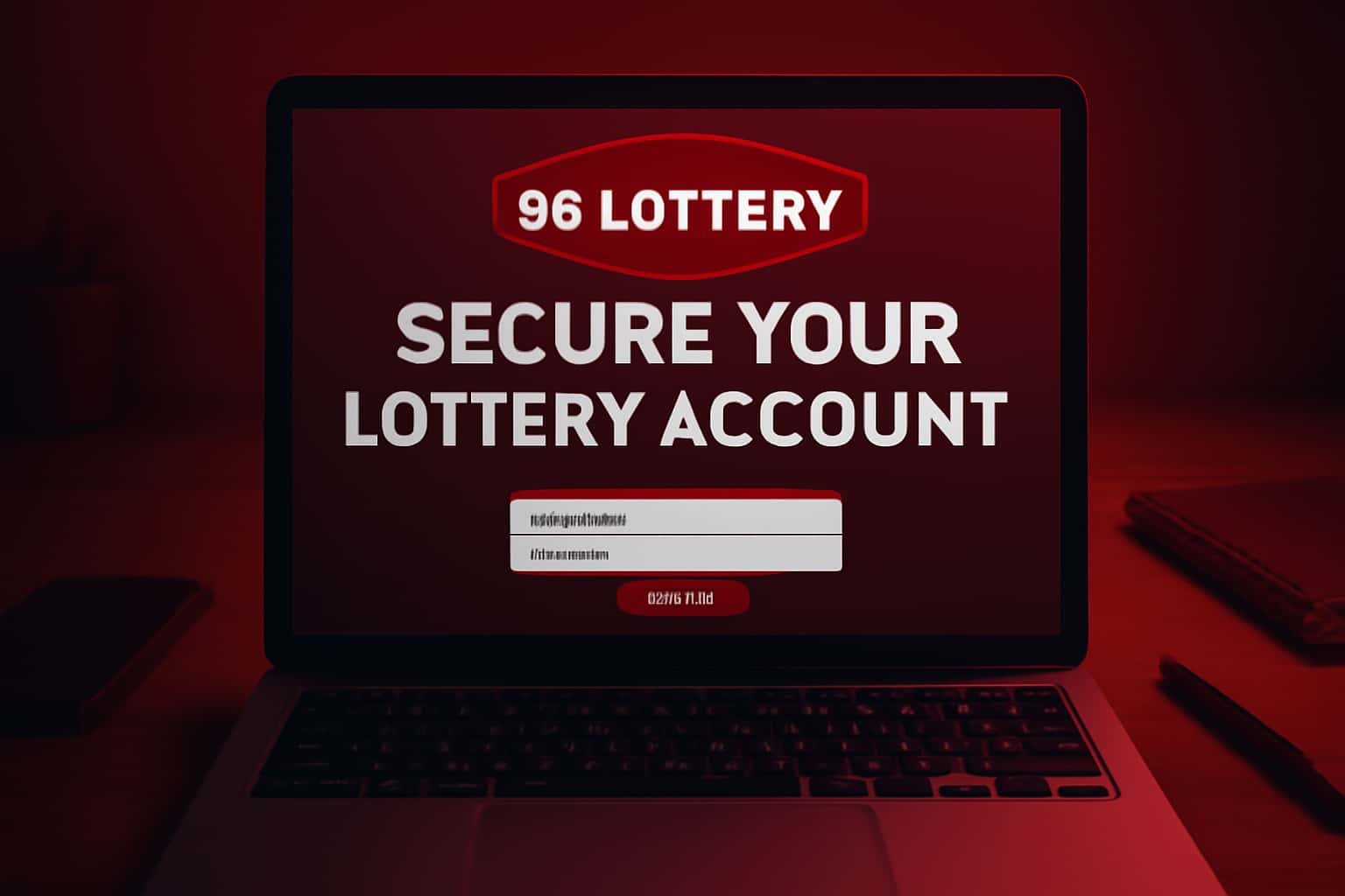 An informative scene on securing your 66 Lottery account with modern design elements.