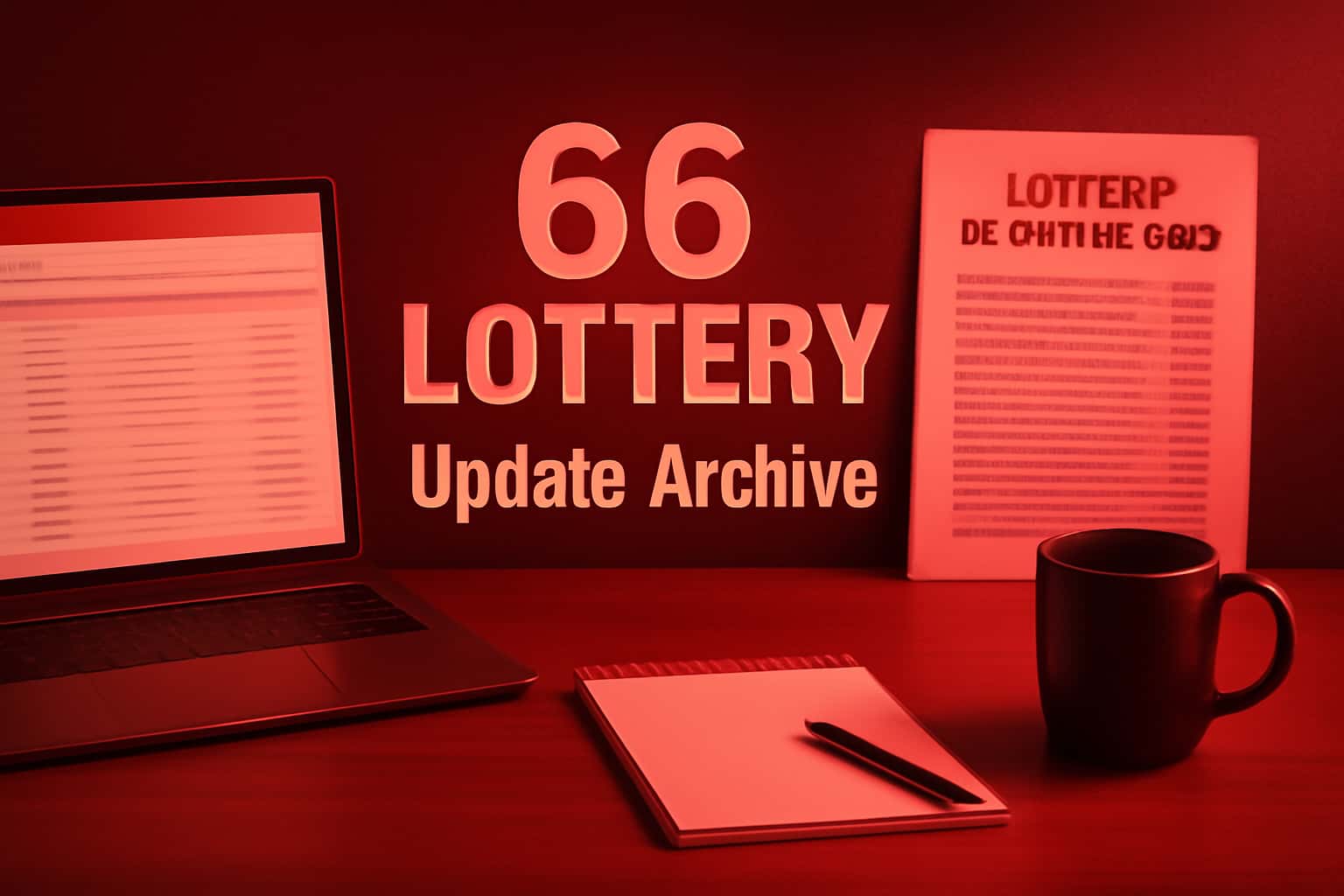 An informational display showing the 66 Lottery Update Archive with modern design elements.